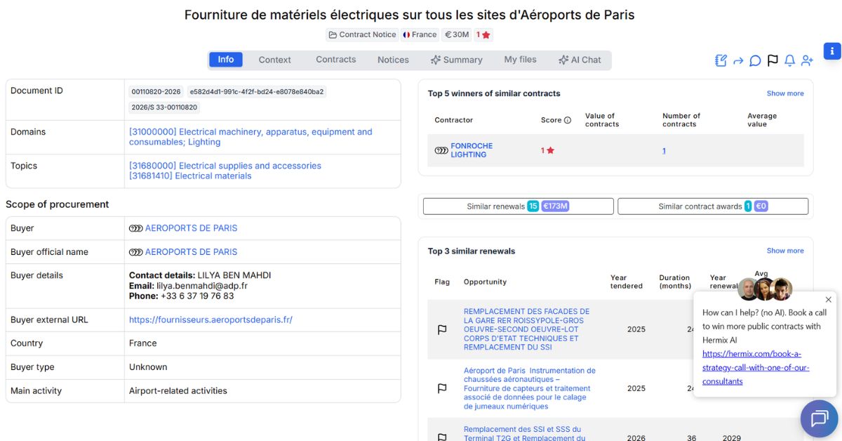 Fourniture de matériels électriques sur tous les sites d'Aéroports de Paris