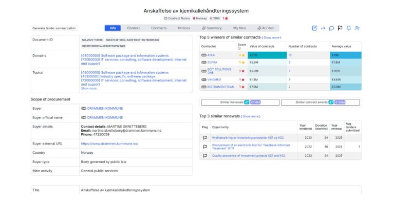 Anskaffelse av kjemikaliehåndteringssystem